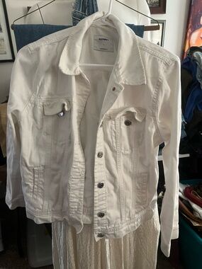 Old Navy White Denim Jacket - Women's Casual Jean Jacket